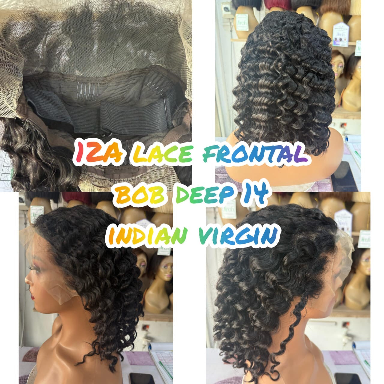 12A lace frontal Indian virgin hair peruque bob deep