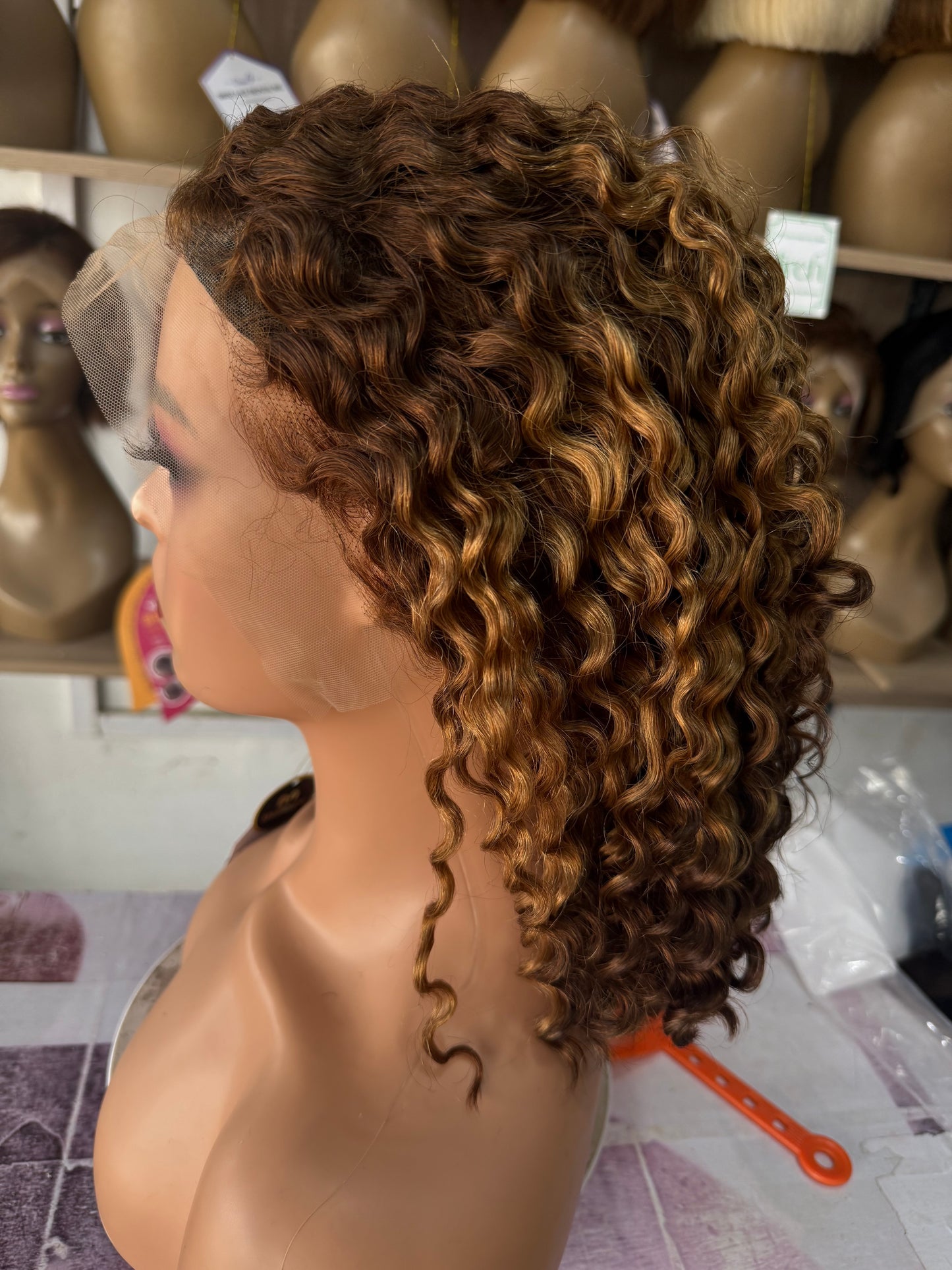 12A 13*4 Indian Virgin hair wig deep tail 14 2ton