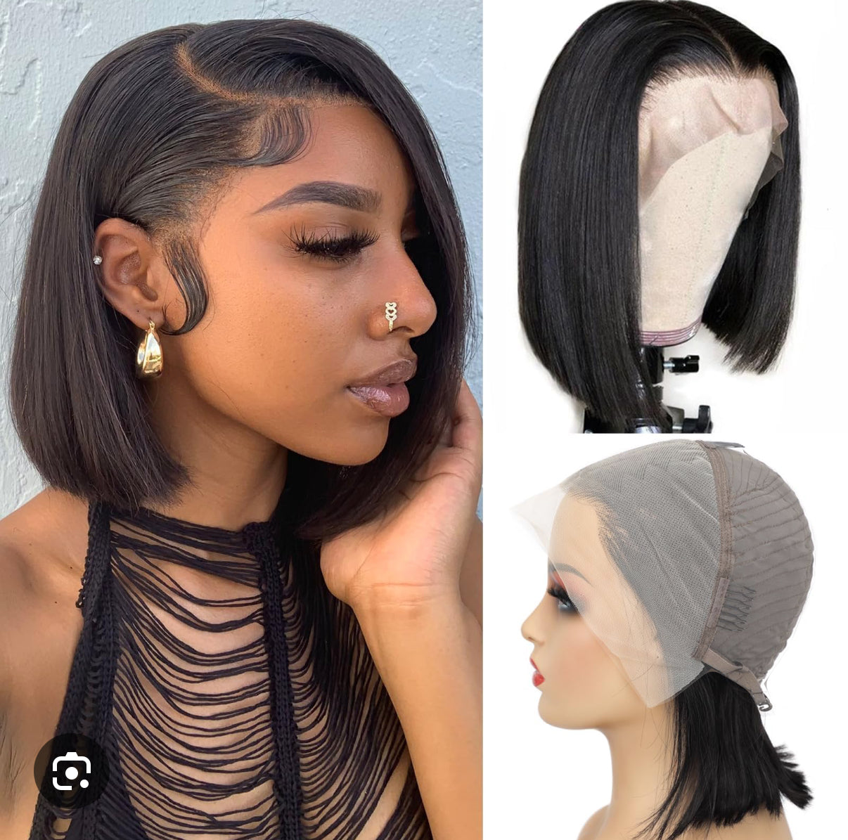 10A lace frontal bob wig Peruvian hair