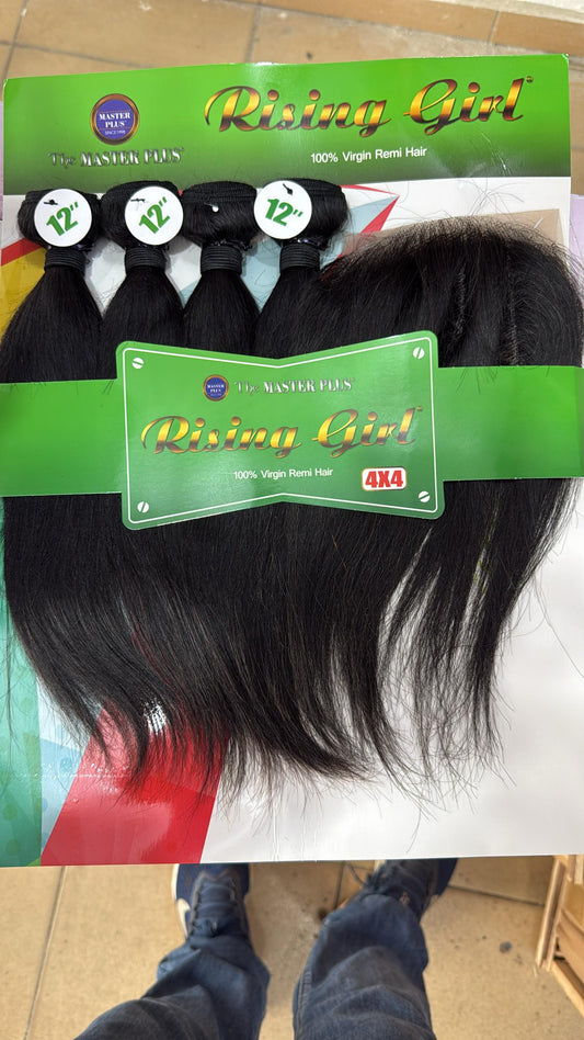 Rising girl 4pcs +frontal 13*4 Brazilian hair