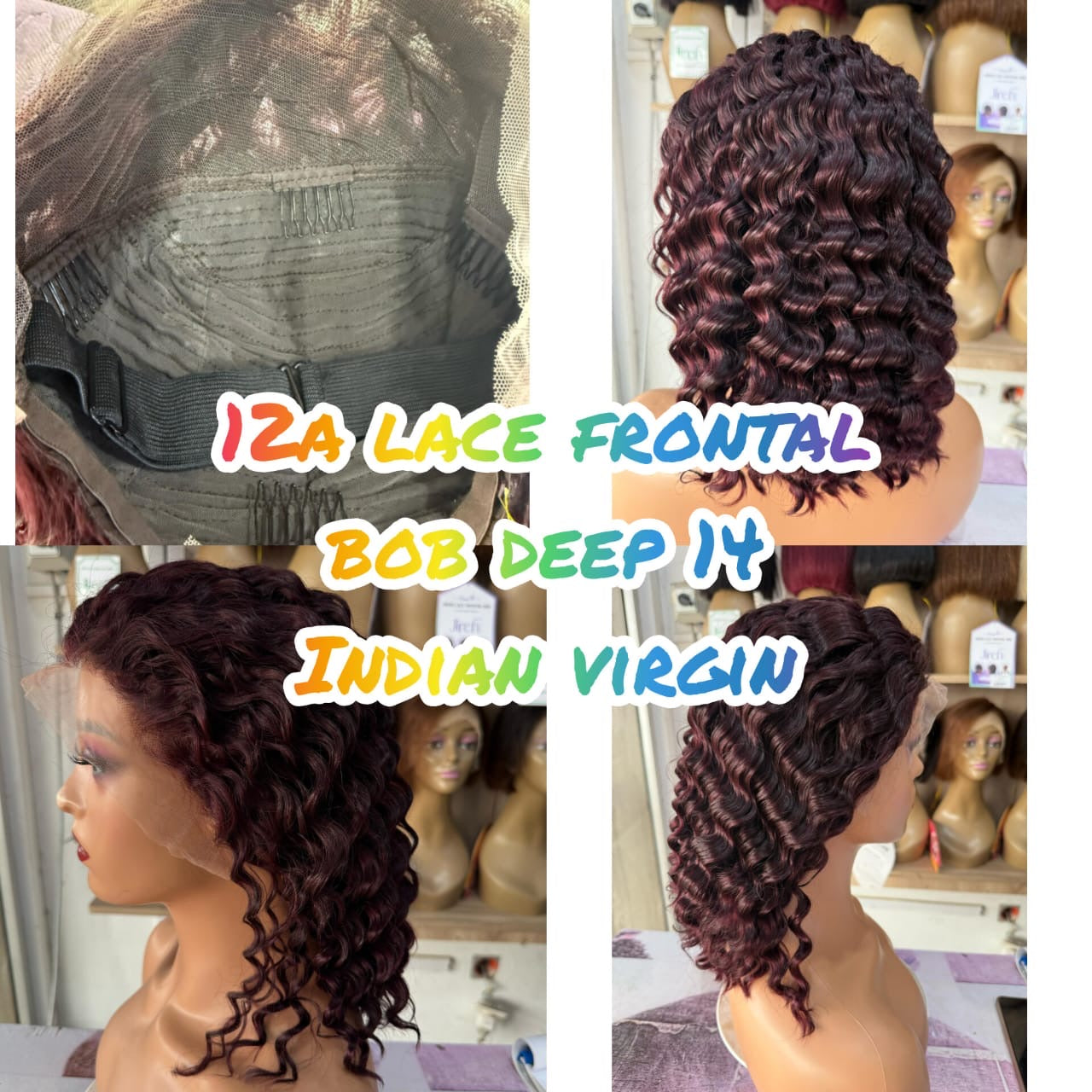 12A lace frontal Indian virgin hair peruque bob deep