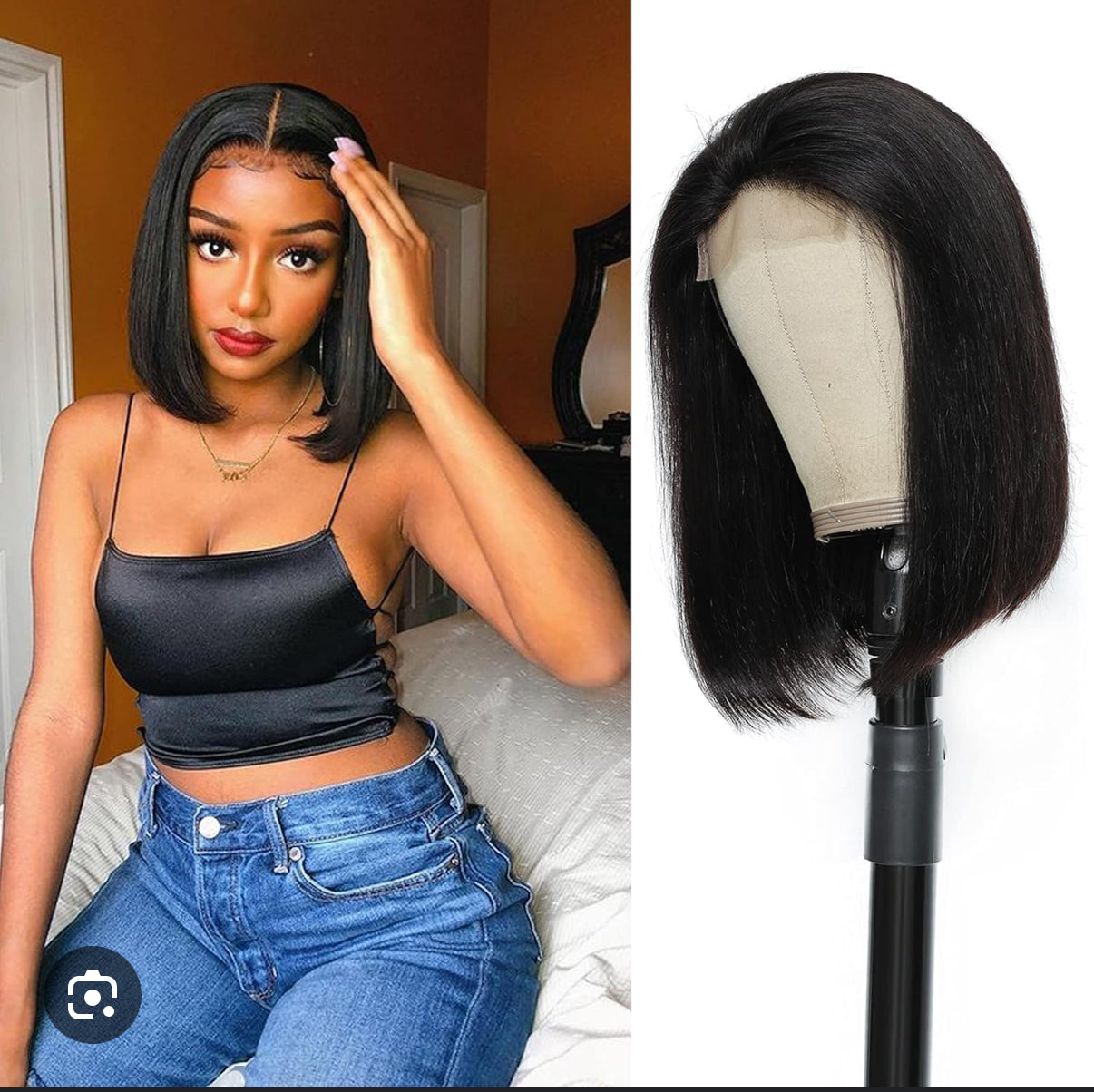 10a Indian hair 4*4 closure bob wig