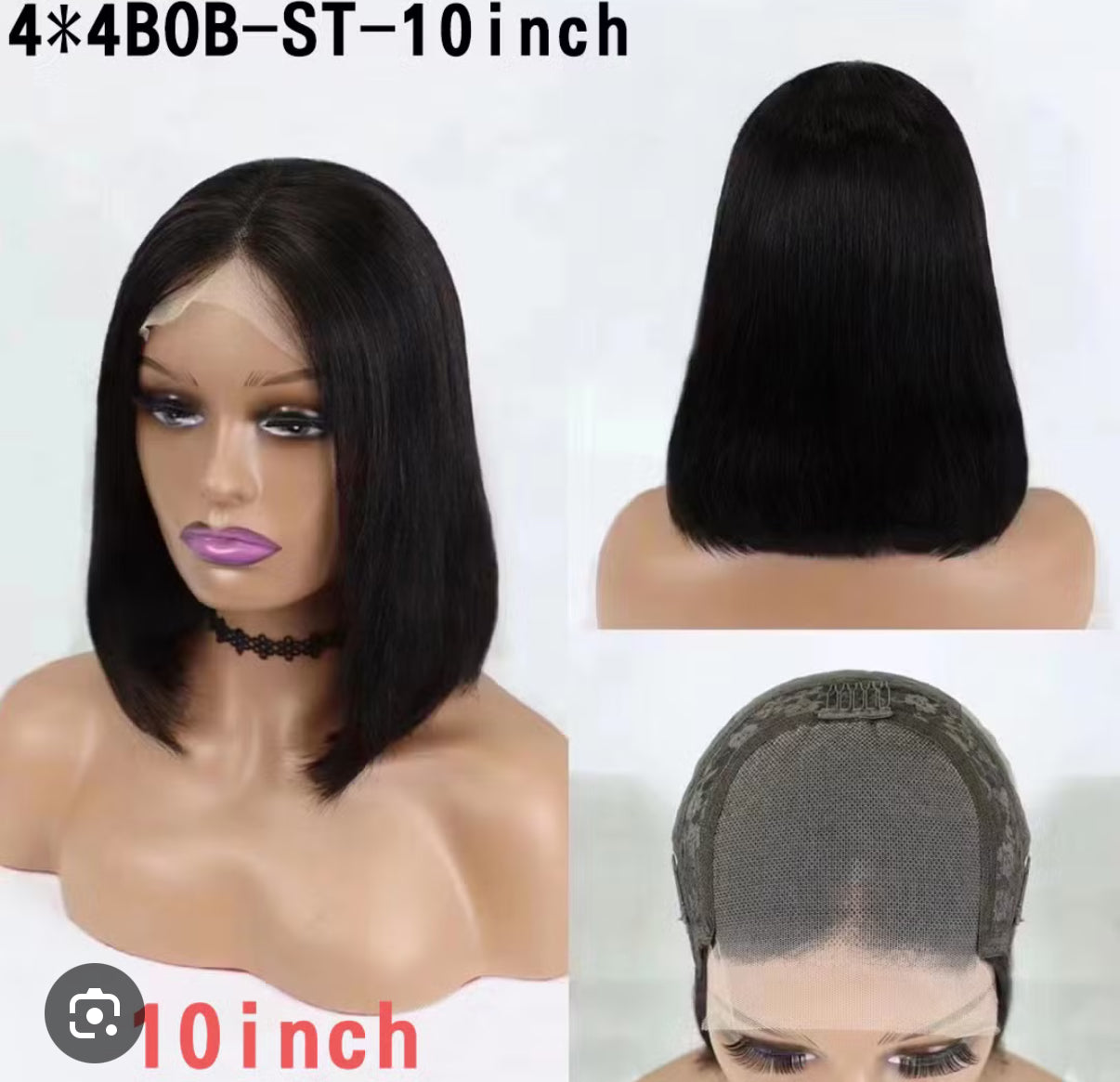 10a Indian hair 4*4 closure bob wig