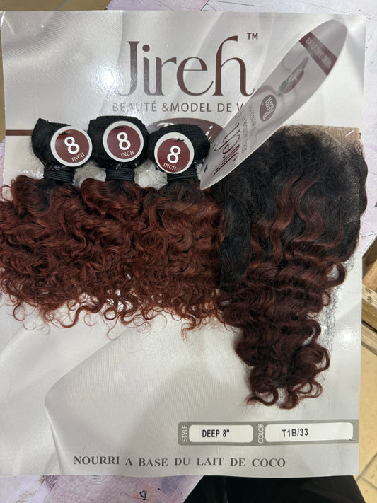 Coconut 3pcs deep wave +13*4 tail 8 Remi hair